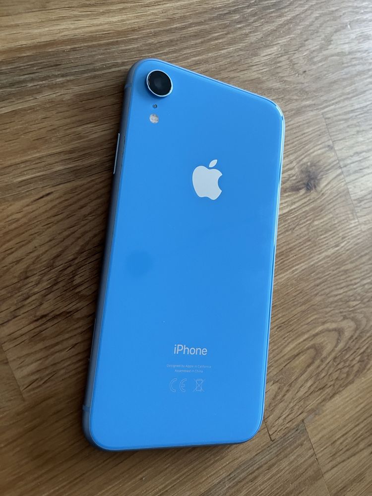 iPhone XR 64GB niebieski kabel zasilacz pudelko (bateria 85%)