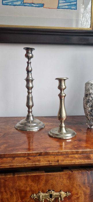 Dwa antyczne posrebrzane świeczniki antyk Francja
