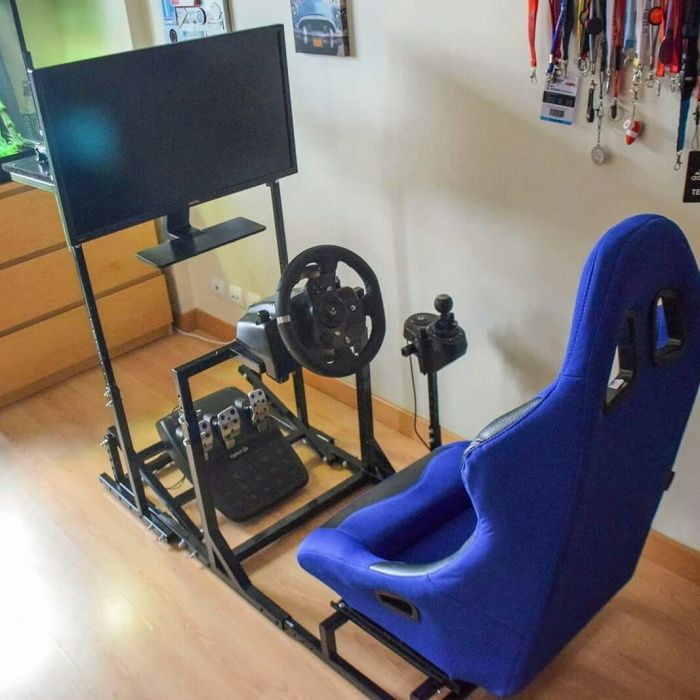 Estrutura para simuladores cockpit Playseat com baquet fixa com calhas