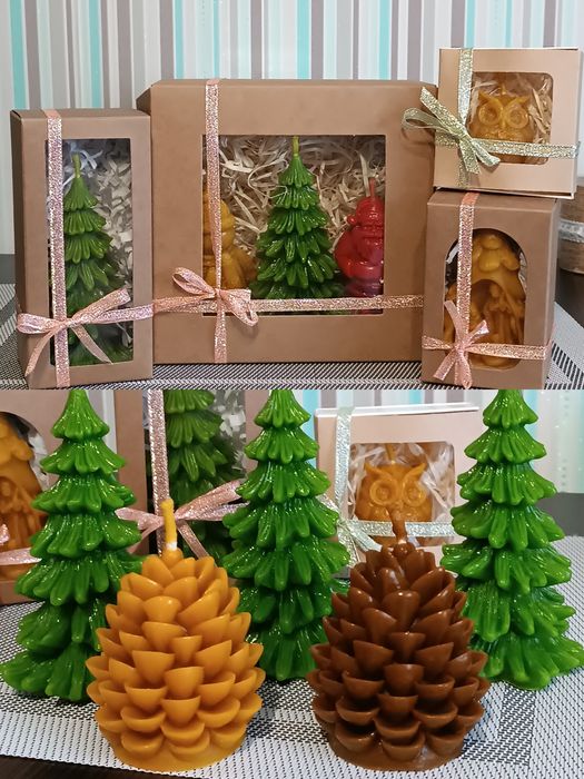 Свічки новорічні з бджолиного воску