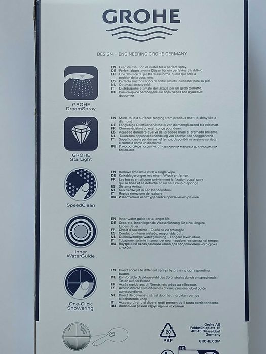 Słuchawka Grohe Vitalio 130*nowa w pudełku*oryginał 130mm 4 strumienie