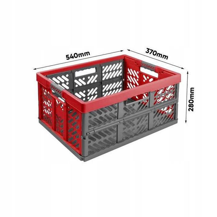 Skrzynka składana kosz Keeeper Ben 45L z miękkimi uchwytami 50kg CZERW