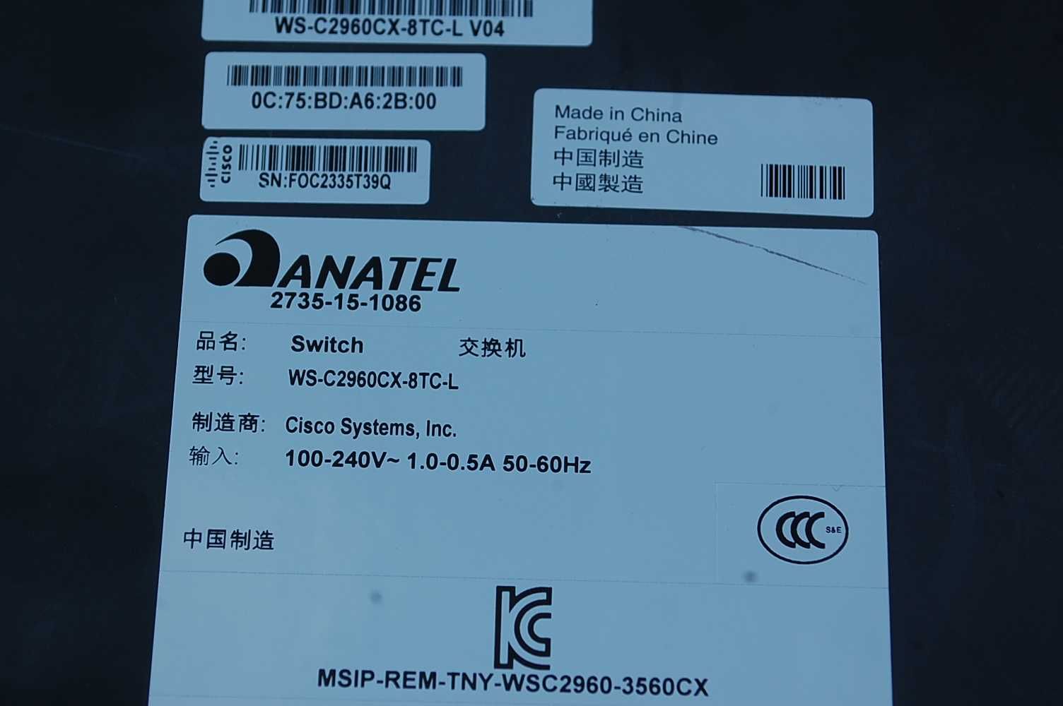 Switch WS-C2960CX-8TC-L Compact Switch