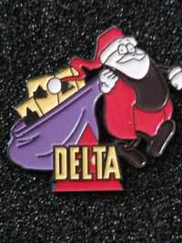 Pin antigo da série de publicidade dos Cafés Delta grão com tema Natal