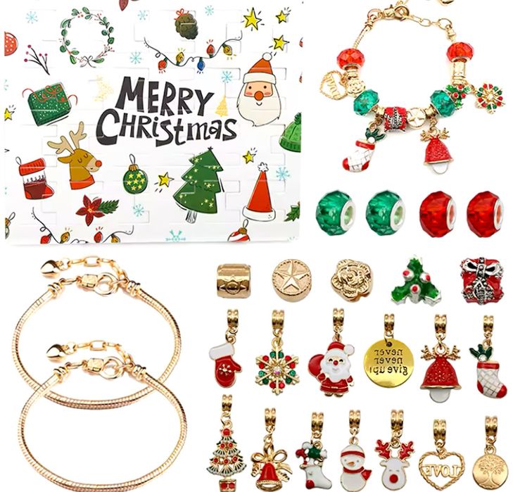 Набір браслетів,адвент календарь,детские браслеты,новогодний календарь