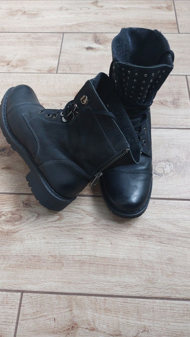 Skórzane botki workery Lasocki