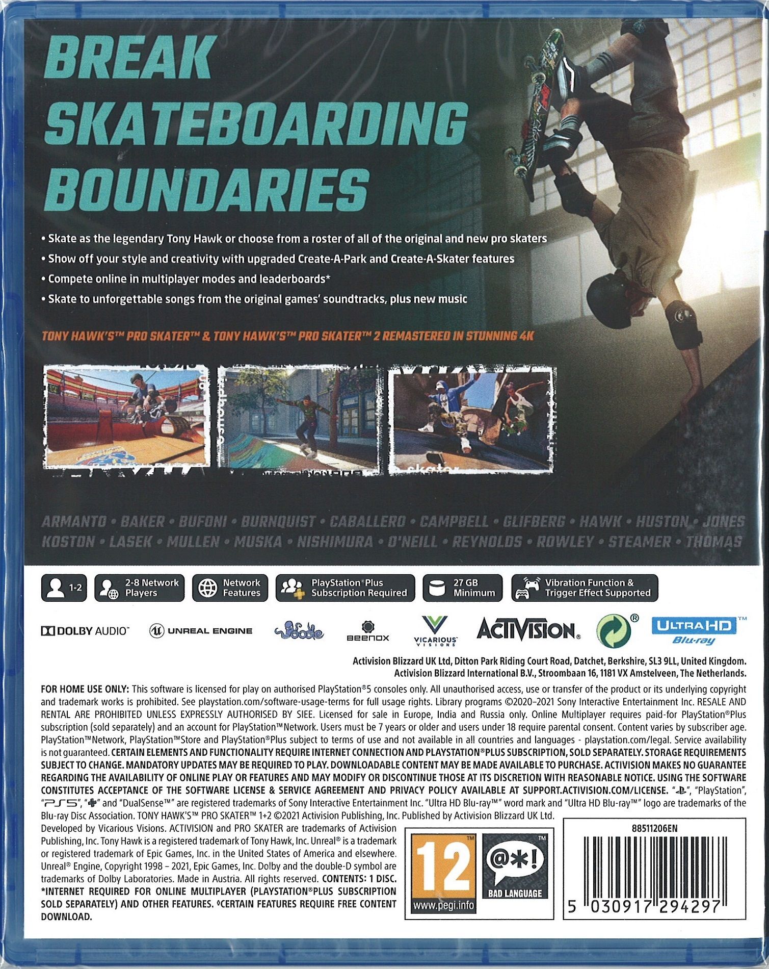 Tony Hawk's Pro Skater 1+2 (PS5) Gra nowa w folii