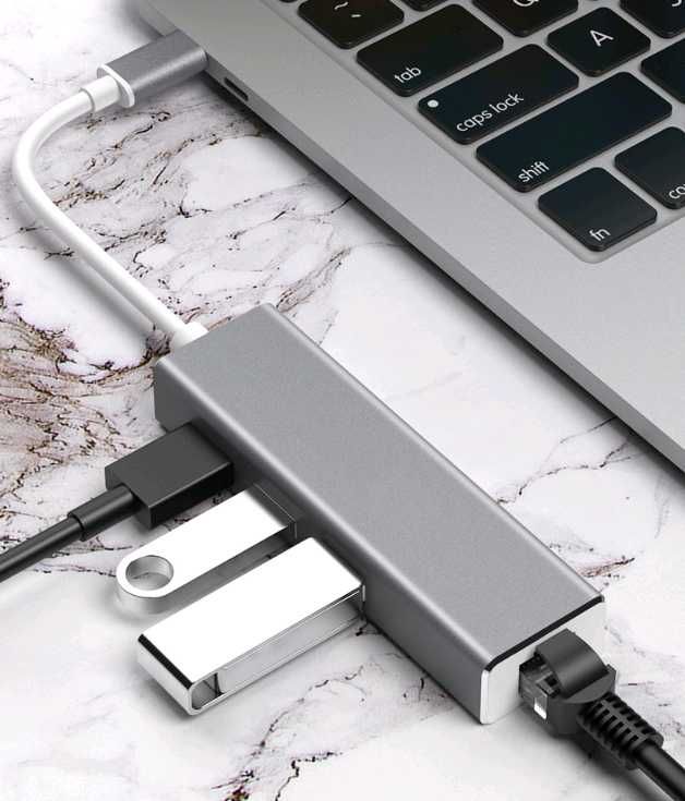 Концентратор, адаптер USB 3.1 Type-C-> RJ45 Гигабит 1000 3хUSB 3.0 хаб