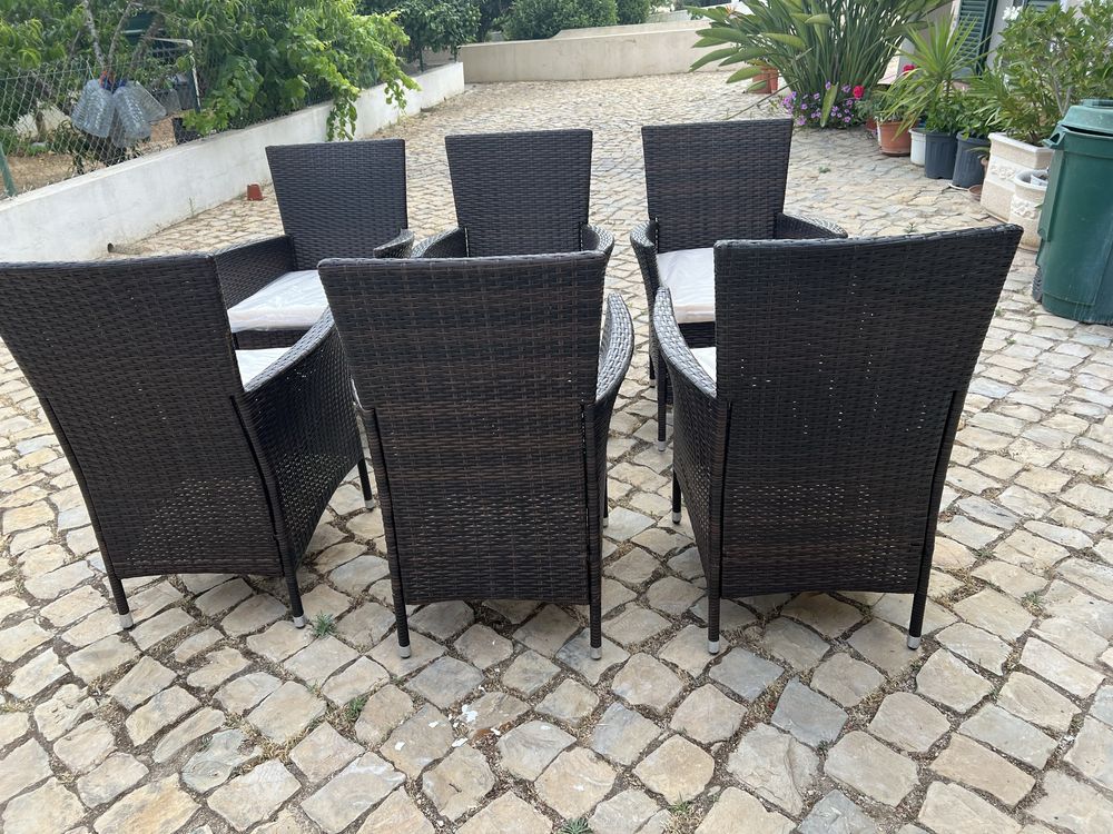 Cadeiras exterior de jardim vime castanho
