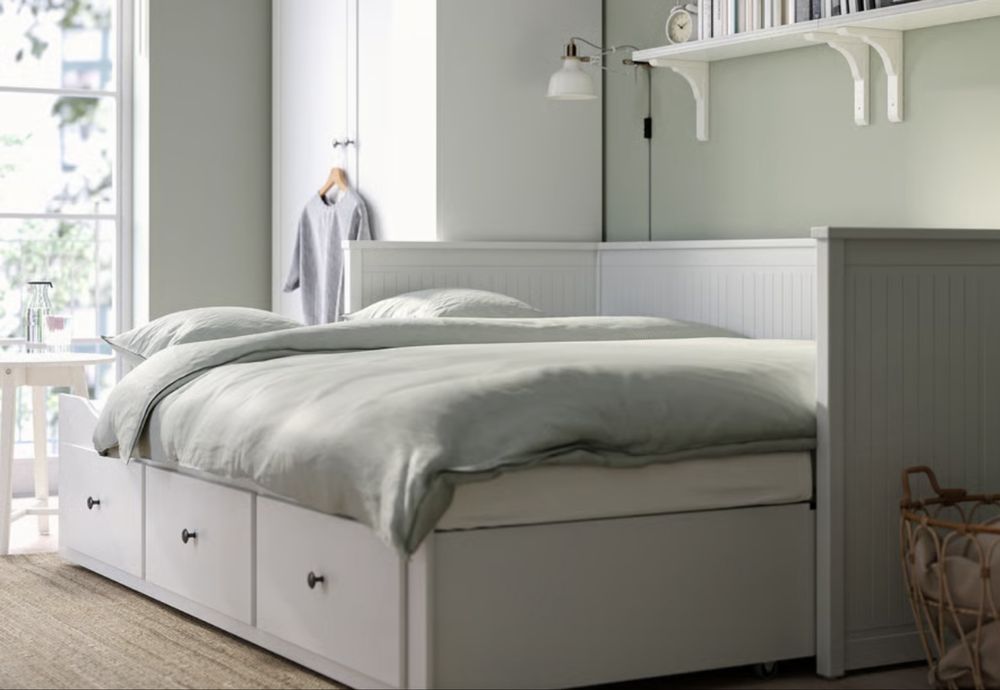 Cama individual/dupla c/3 gavetas/2 colchões, branco 80x200 cm