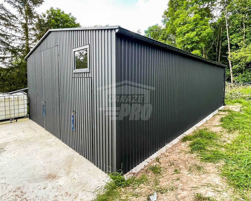 Hala - Garaż Blaszany 7x10m Brama Dwuskrzydłowa - Drzwi - Okno GP382