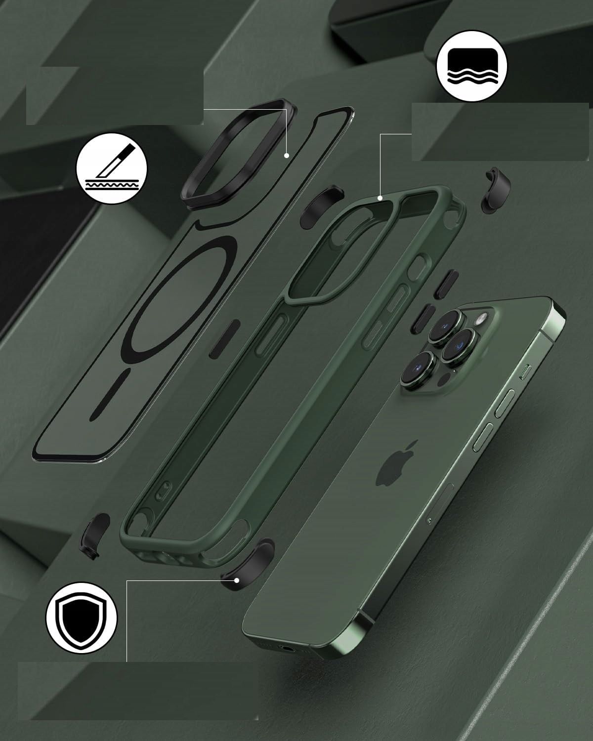 etui do iphone 13 pro, kompatybilne z magsafe z pierścieniem