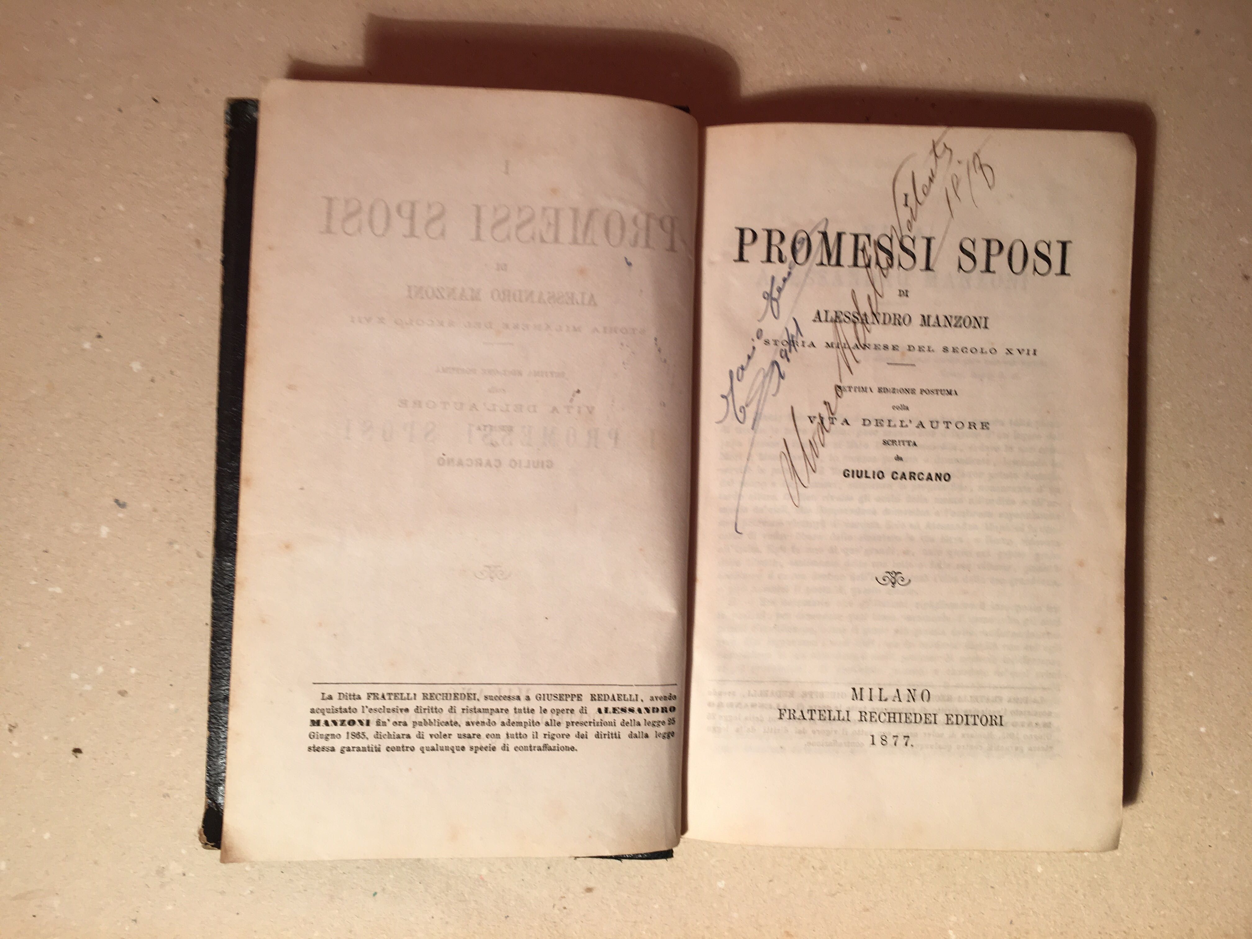 ALESSANDRO MANZONI - 1877 - Promessi Sposi