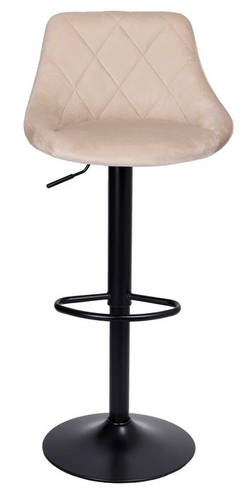 Krzesło barowe CYDRO BLACK welurowe beżowe VELVET