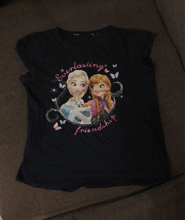 T-shirt dziewczęcy granatowy Kraina Lodu