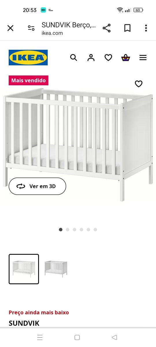 Berço com colchão IKEA