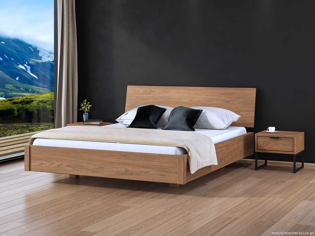 Nowoczesne łóżko z drewna dębowe, łóżko drewniane LOFT, loftowe