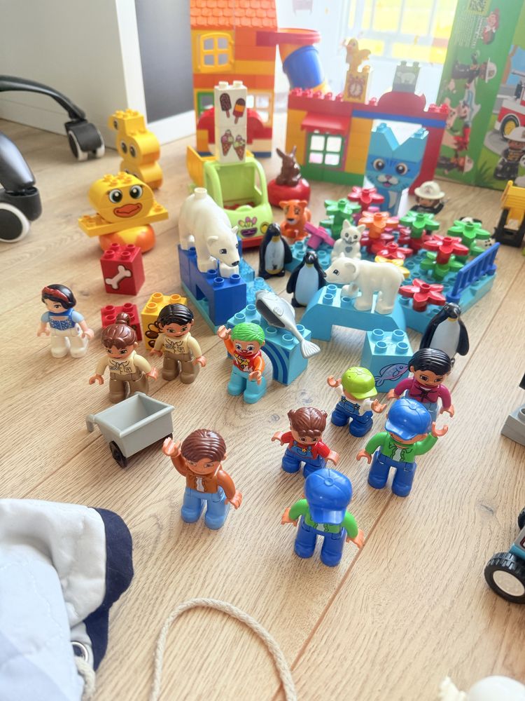 Ogromny zestaw lego duplo policja straż śmieciarka koparka rakieta zoo