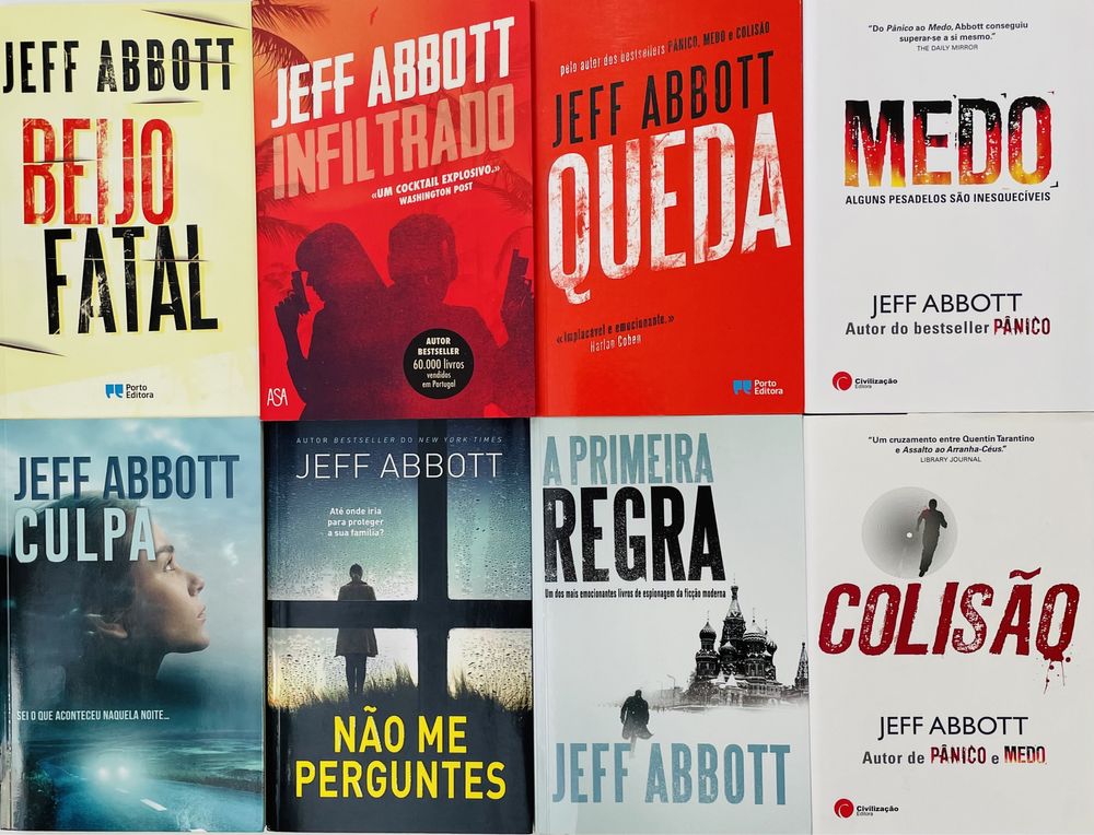 Lote 8 livros Jeff Abbott - excelente estado só lote