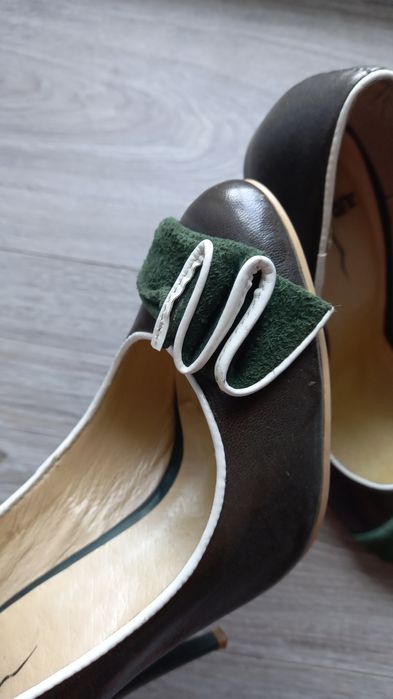 Туфлі шкіряні 36р темно зелені