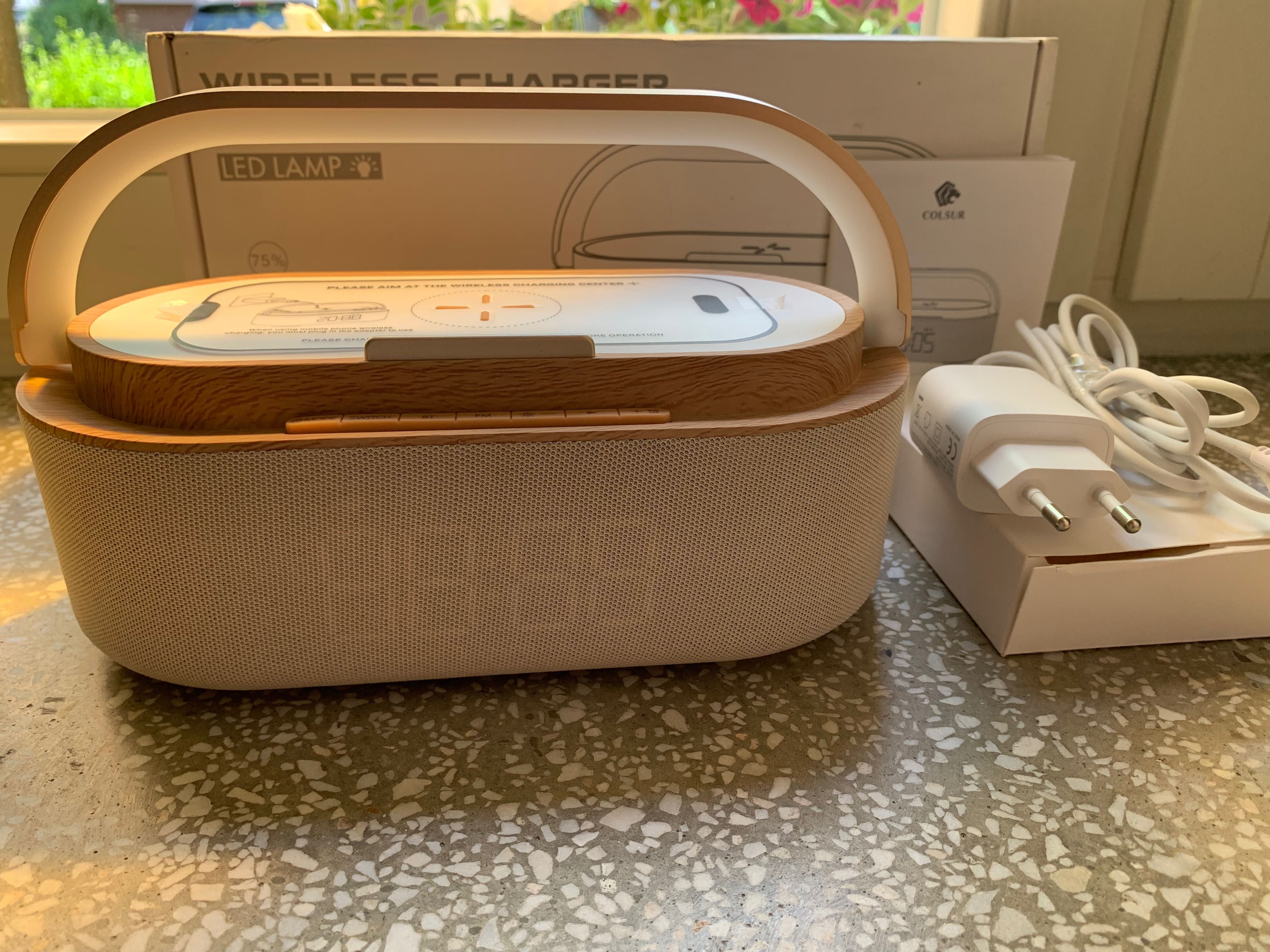 Radio Radiobudzik Głośnik Bluetooth Ładowarka Bezprzewodowa Lampka