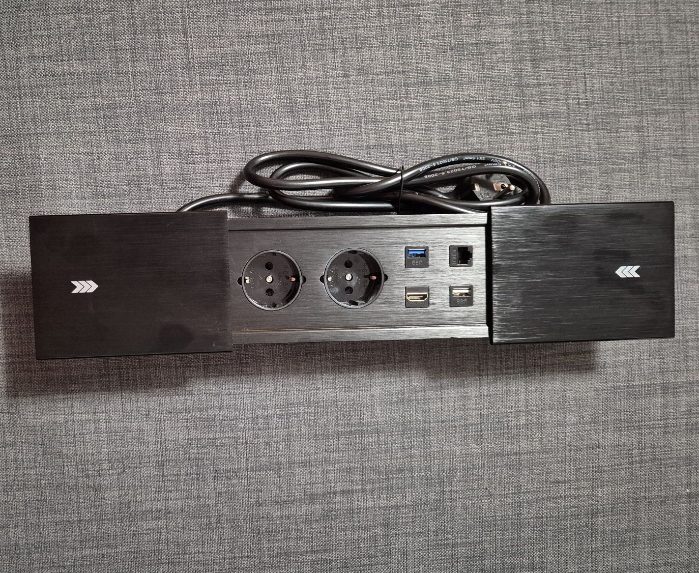 Gniazdo blatowe meblowe mediaport 2x elektryczne 230V HDMI USB slider
