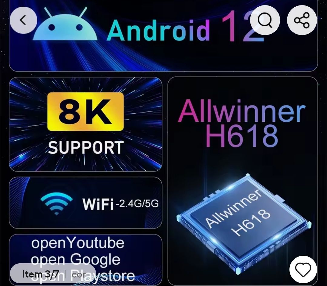 Smart TV Box Android 12, 2g+ 16gb, 8k, Wifi