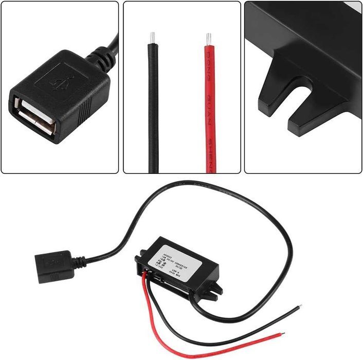 Adapter krokowy DC-DC 12 V / 24 V na USB 5 V 3 A wodoszczelny NOWY