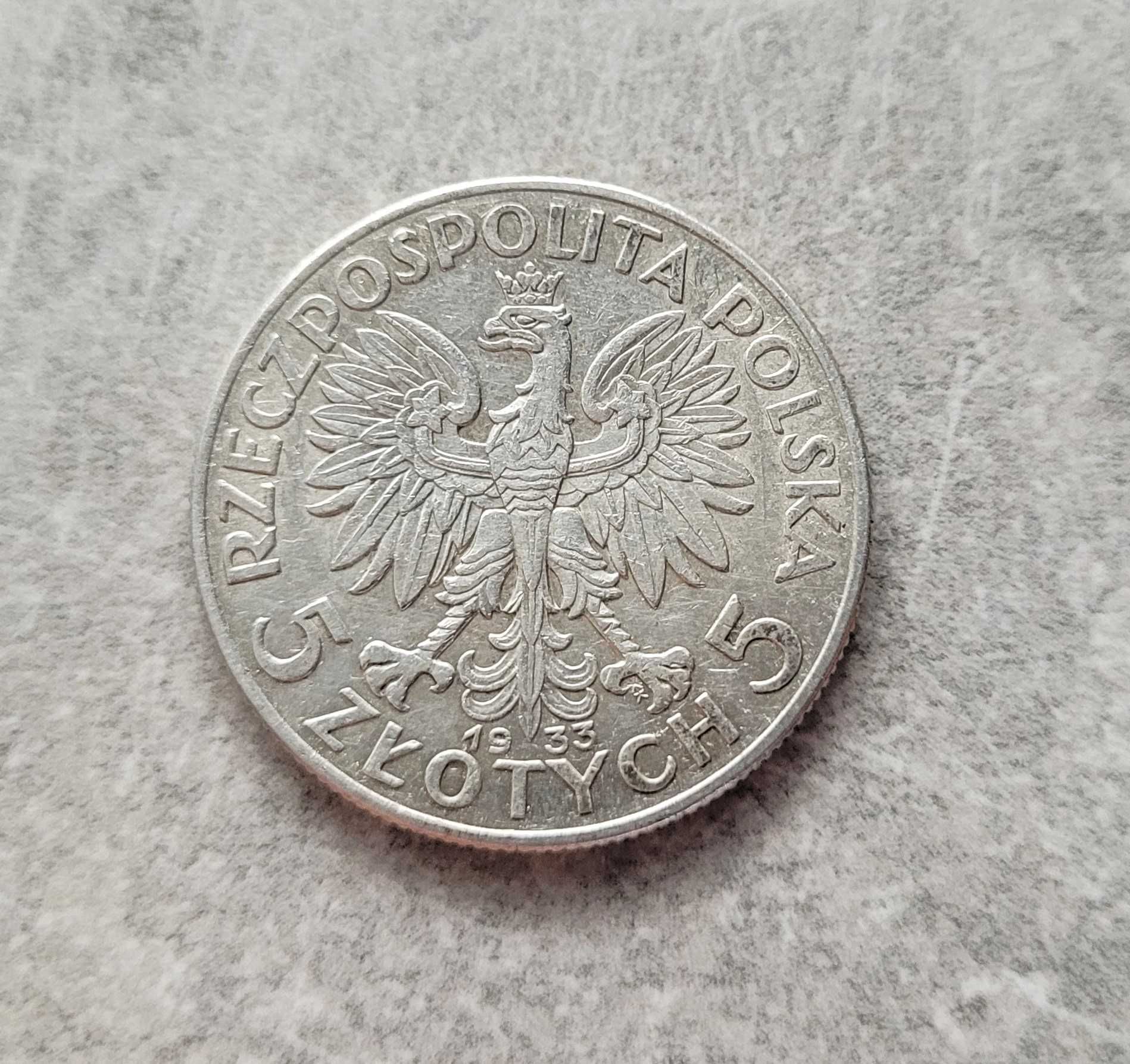 57) POLSKA II RP srebro - 5 Złotych - 1933 r.