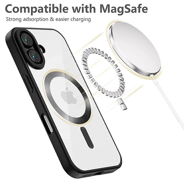 Etui Tech-Protect MagFlex MagSafe na iPhone 16 - przezroczyste z czarn