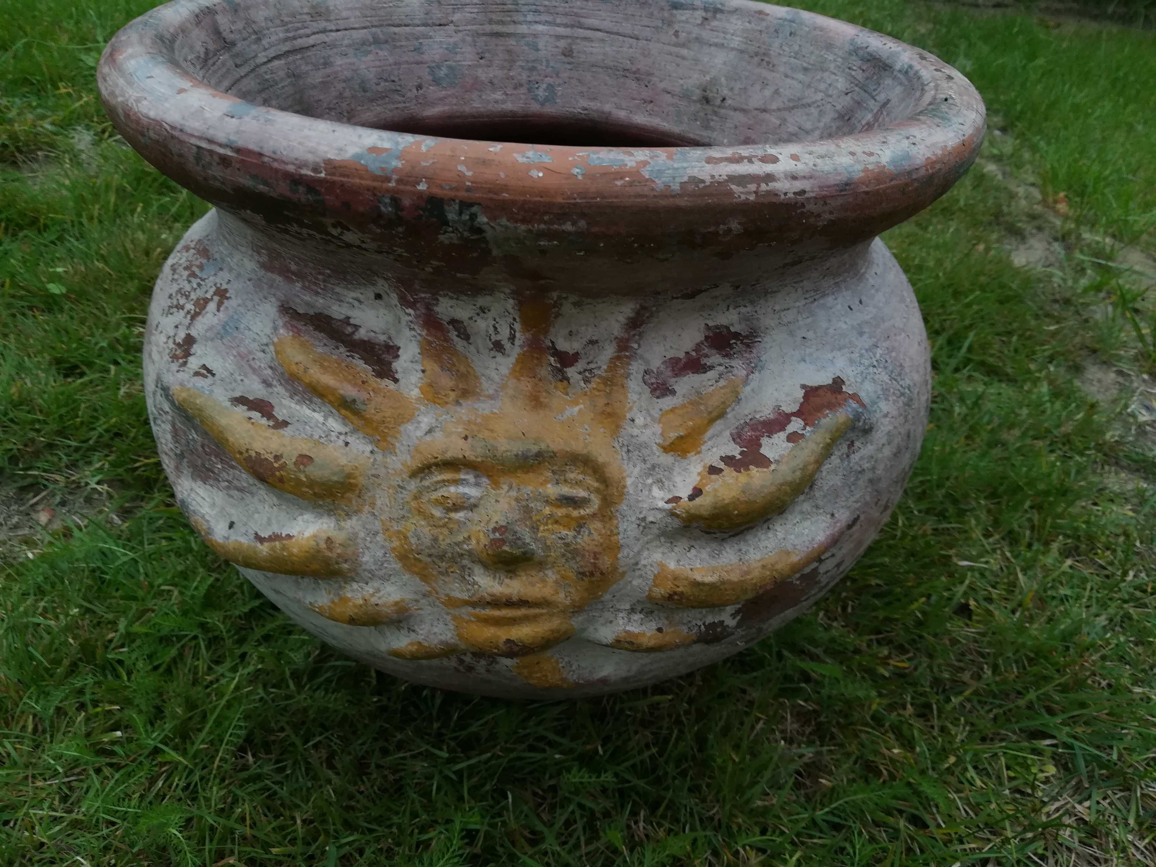 Donica ceramiczna z motywem Słońca