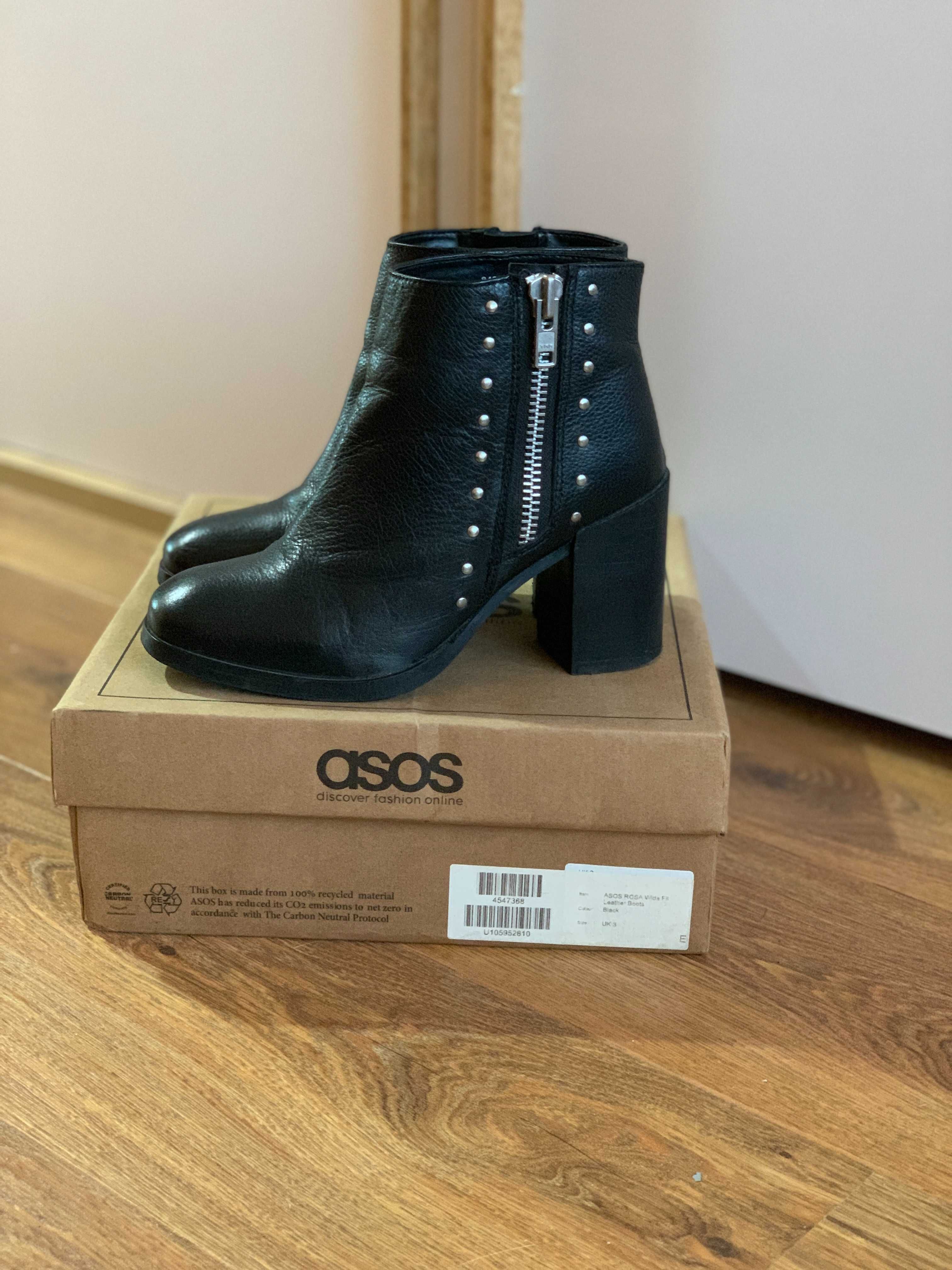 Шкіряні ботинки / черевики  на каблуку Asos