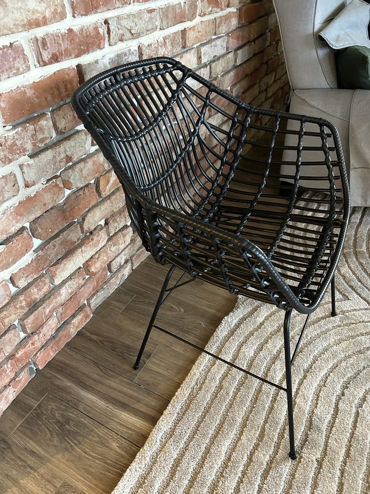 Krzeslo jysk ogrodowe plecione czarne derhuse