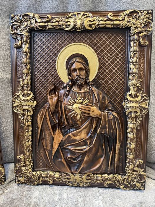 Парні ікони серце Ісуса і Діва Марі з Ісусом ікони з деревая .