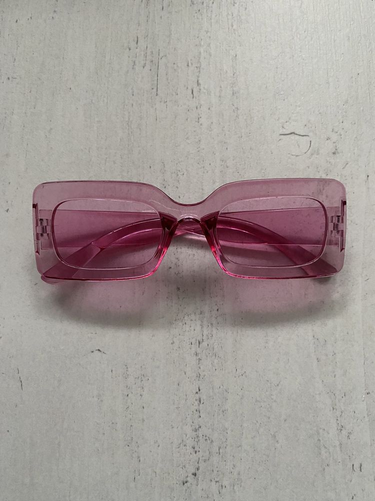 Nowe różowe okulary prostokątne vintage klasyczne kobiece