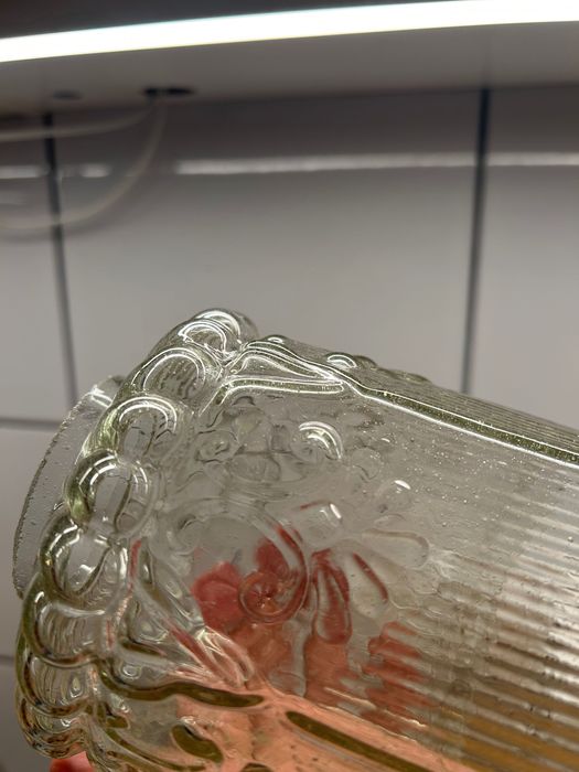 Unikatowy zdobiony klosz ze szkła do lampy Vintage PRL Retro NOWY