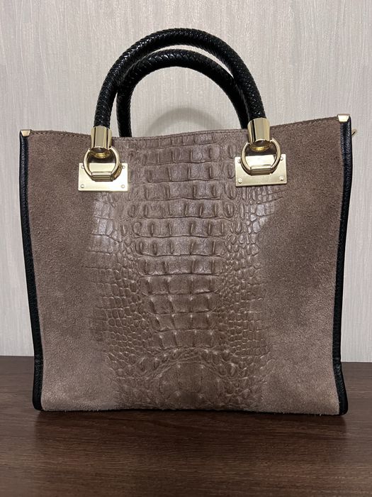 Нова італійська сумка, натуральна замша/шкіра