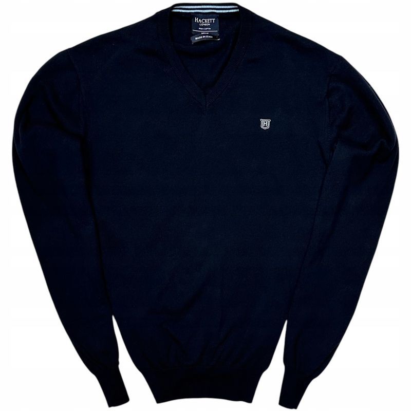 Hackett London Bawełniany Sweterek w Serek Męski 100% Pima Cotton Logo
