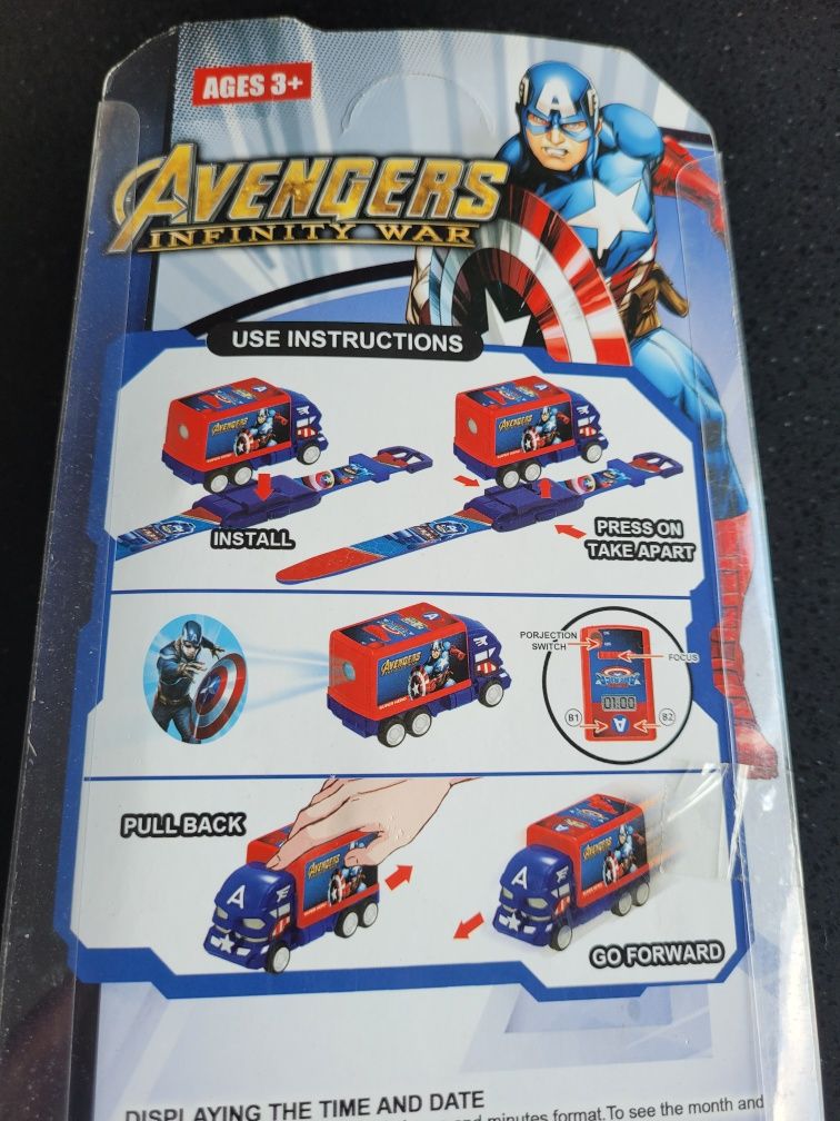 Zegarek dziecięcy dla dziecka Avengers Kapitan Ameryka z projektorem