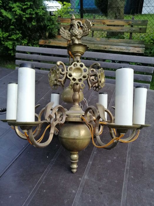 Żyrandol Księstwo Warszawskie ,6 punktów świetlnych, brąz