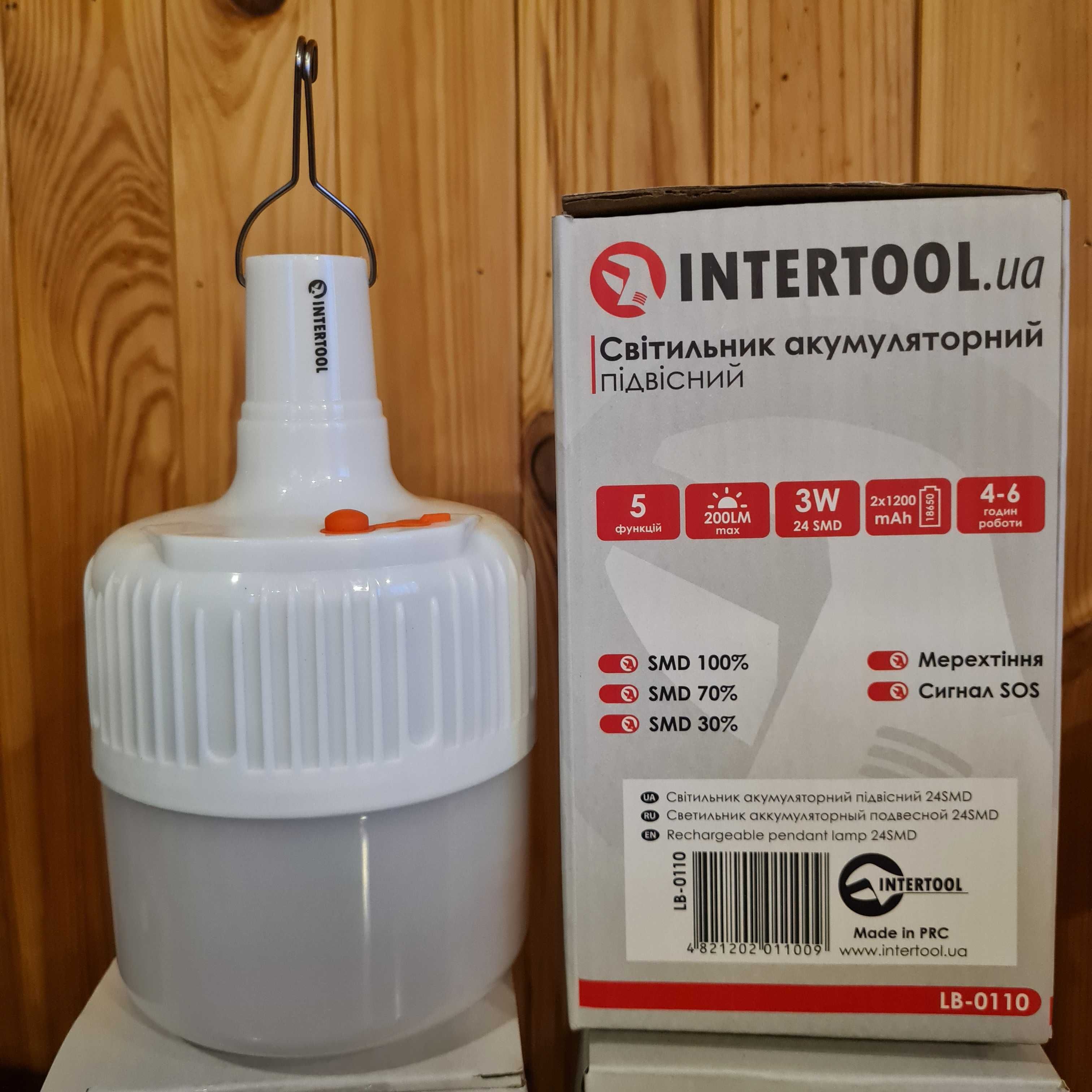 Світильник акумуляторний підвісний 24 SMD INTERTOOL LB-0110