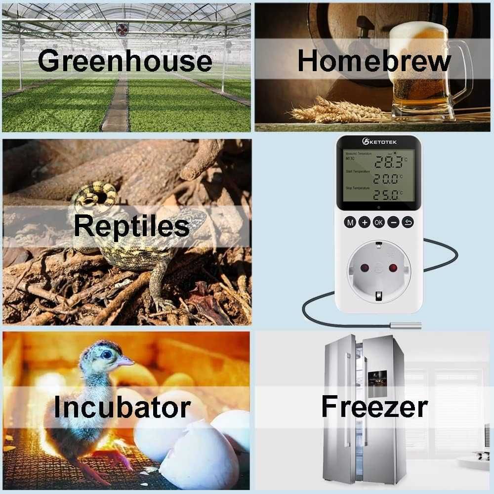 Kontroler temperatury cyfrowy z sondą Termosta Timer-KETOTEK KT3200PRO