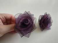 Kwiatki do włosów fiolet spinki, ozdoby