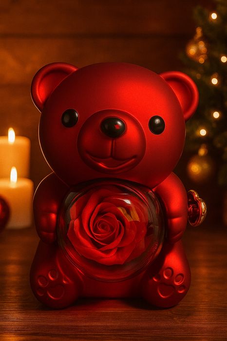 Ведмедик з трояндою — готовий романтичний подарунок