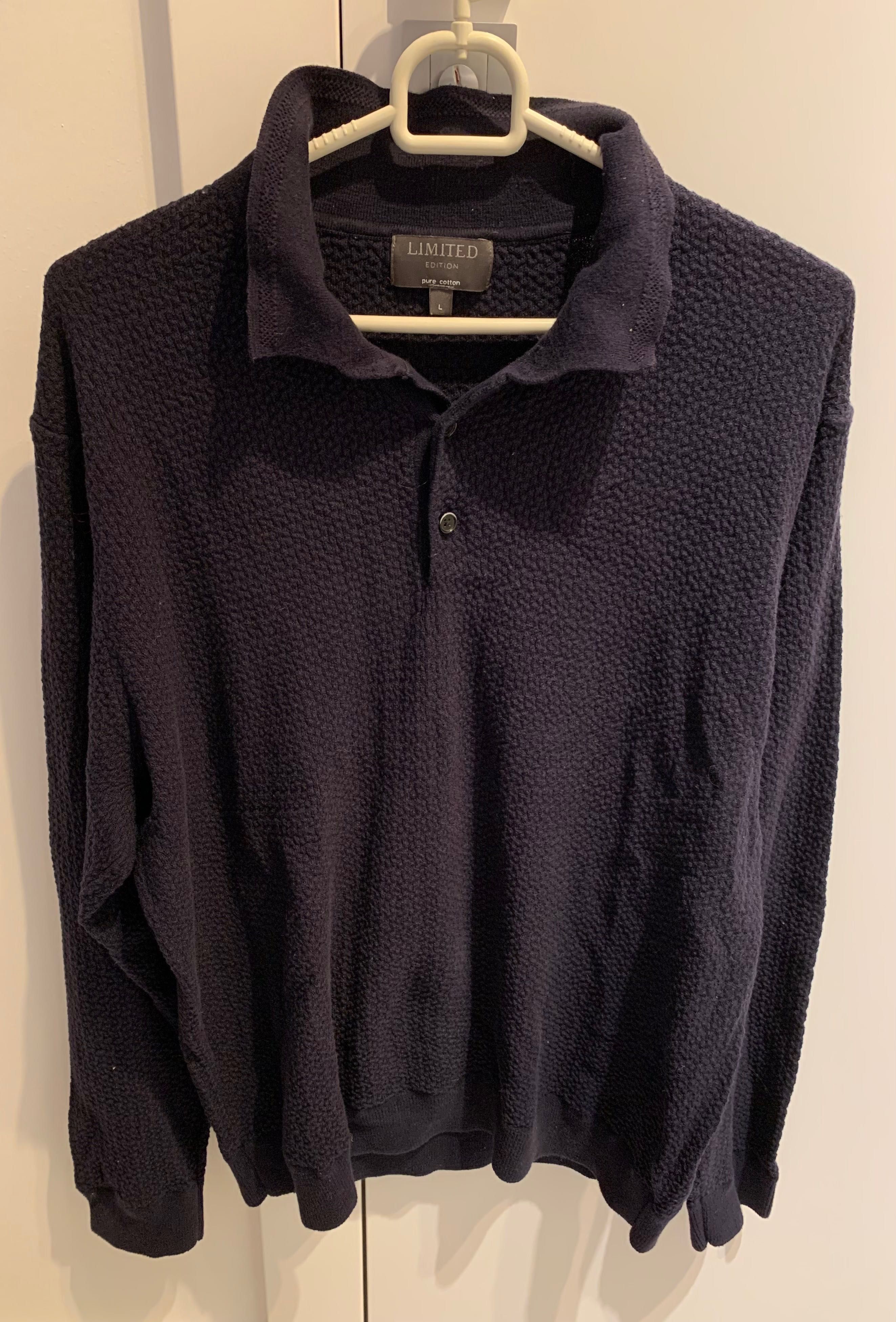 Sweter męski granatowy z kołnierzykiem