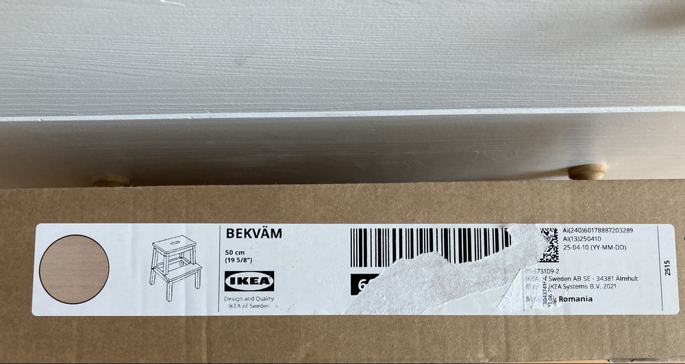 Ikea bekväm taboret ze schodkiem, buk, 50 cm