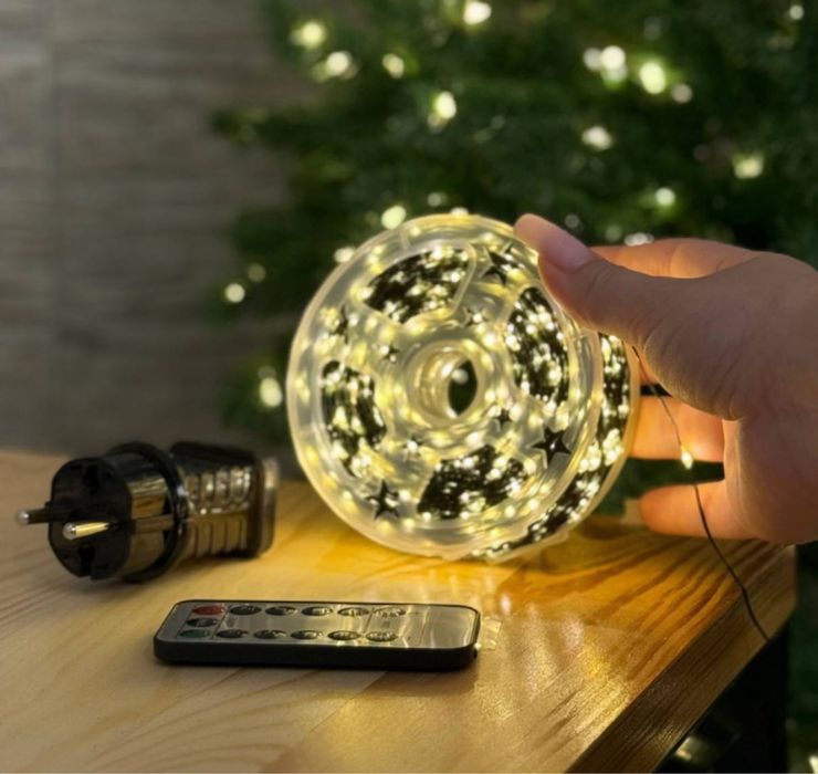 Гірлянда 50 метрів гирлянда грилянда теплий коілір жовтий від мережі