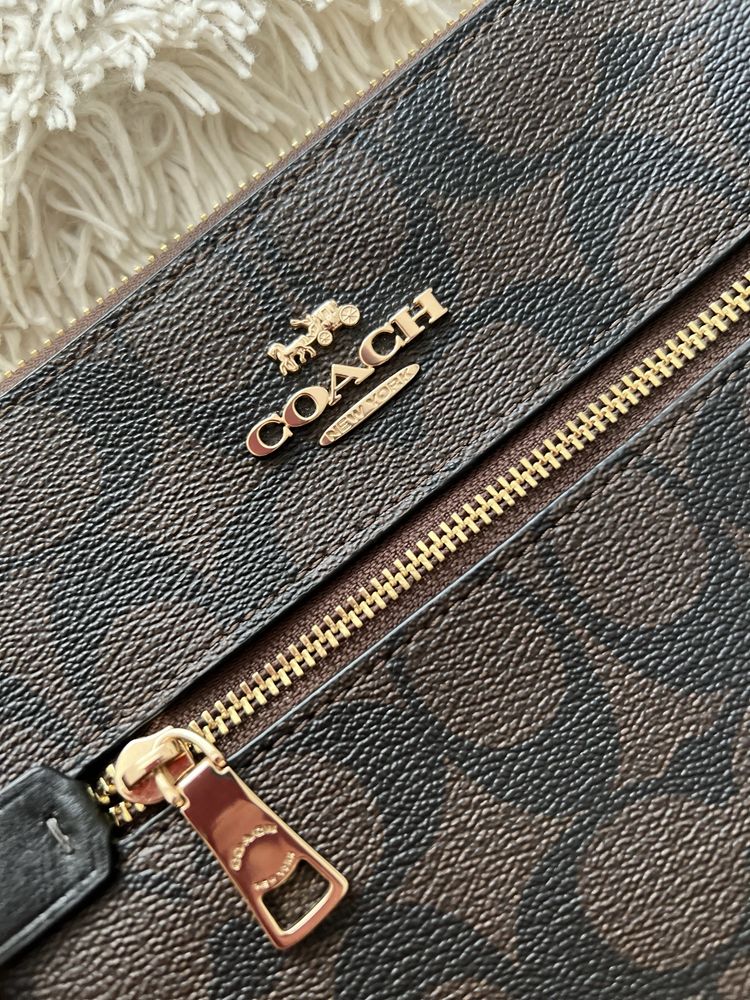 Сумка coach оригінал коричневе лого крос-боді