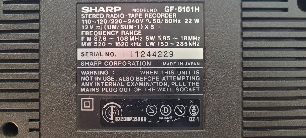 SHARP GF-6161 Radiomagnetofon Japan vintage okazja