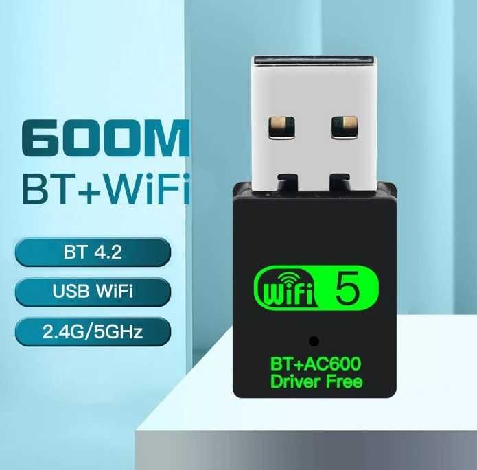 портативний USB Wi Fi + Bluetooth адаптер 2in1 Dual Band 2.4GHz 5GHz